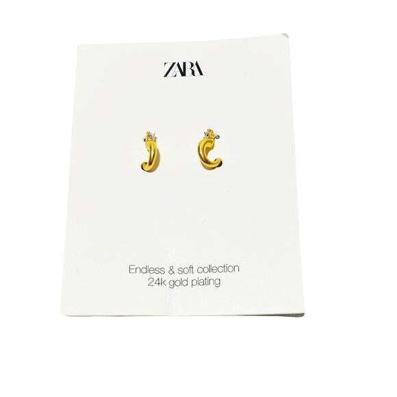 ZARA SHIMMERY 24K GOLD PLATED EARRINGS - Picture 8 of 8